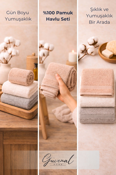 Güvenal Softsky 100% pamuk 30 x 50 cm set od 3 peškira | Ultra mekani i visok...