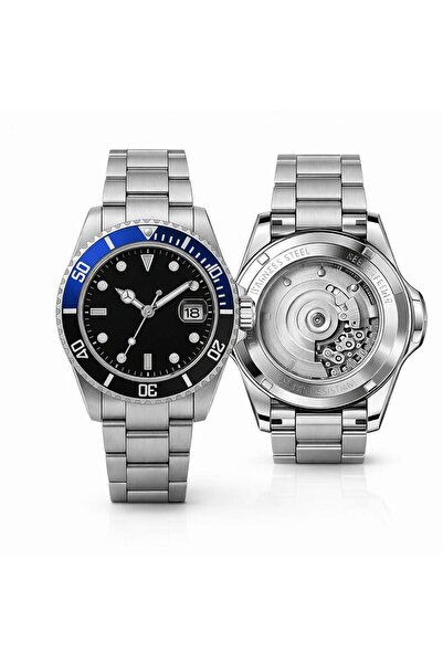 Rodium Men's Wristwatch Glass Cover Metal Calendar Stainless Non-Tarnish