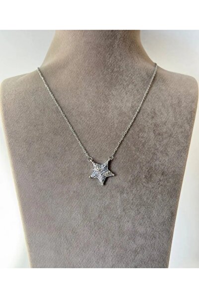 Haziran Accessory, Steel Glitter Star Silver Women's Necklace