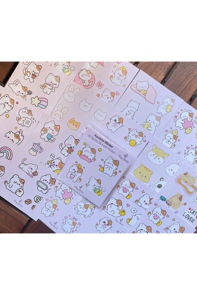 tinystoriestr Cute Character Sticker Set - 24 Sheets 96 Pieces/Agenda, Diary, Bullet Journal, Scrapbook