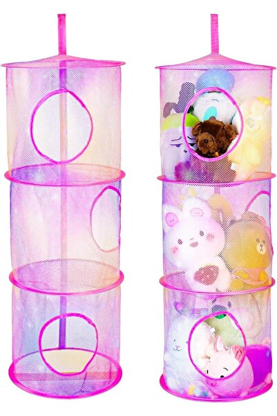 Arabest 2Pcs Stuffed Animal Net or Hammock 3 Compartments Hanging Mesh Toy St...