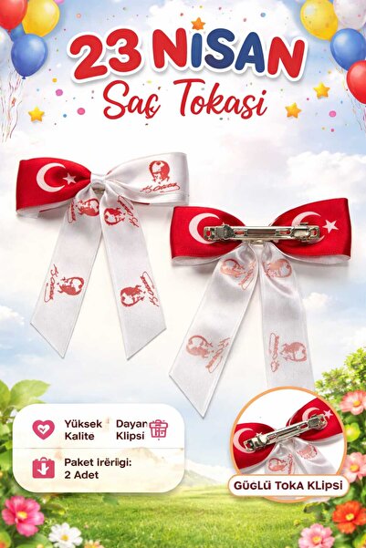 ESES BEBE April 23, May 19, October 29 Hair Clip Ataturk Printed Turkish Flag...