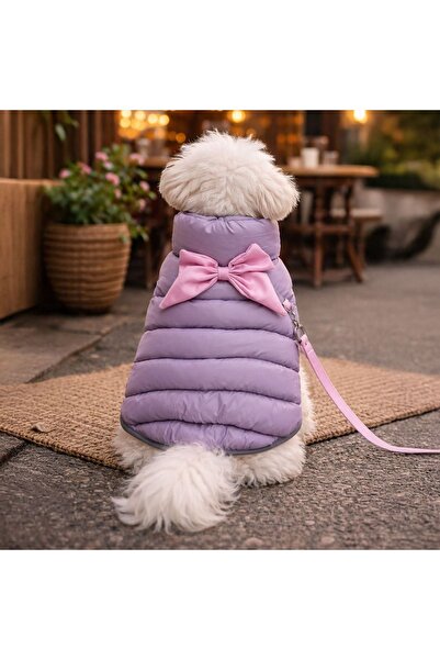 ZanaCasei Μωβ σακάκι με ροζ φιόγκο για σκύλο