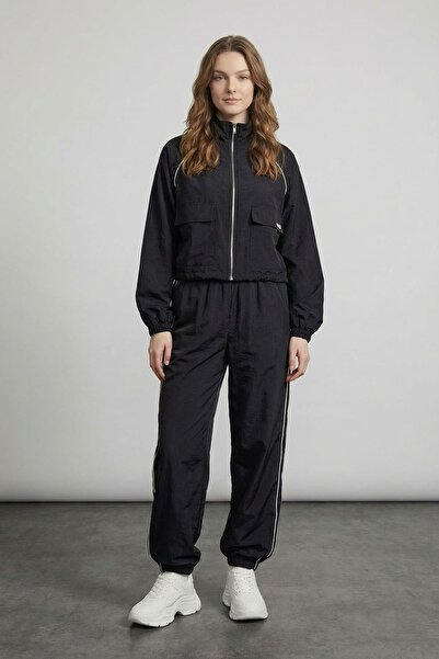 Quzu Stripe Detailed Parachute Fabric Jacket