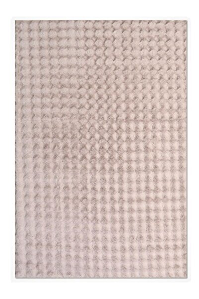 Halımax Tavşan Puffy Bubble TFB2386 Bej Yumuşak Kaymaz Taban Post Peluş Halı
