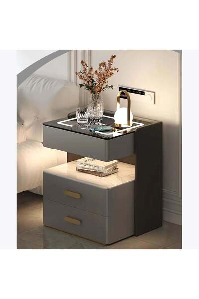 Promagg Smart Nightstand with Wireless Charging, LED Lighting and 3 Drawers A...