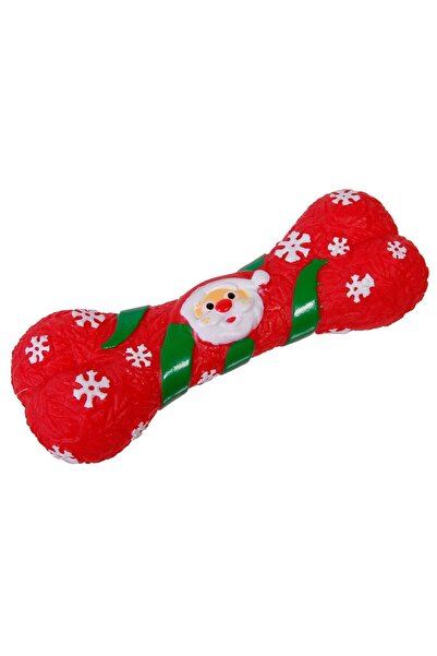 ZanaCasei Jucărie de Crăciun pentru câini, Os roșu Moș Crăciun 17x6x4cm