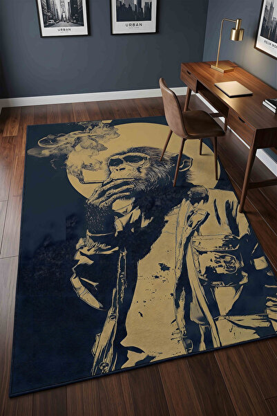 Pixel Dizayn Asil Maymun Desenli Genç Odası Halısı Modern Dijital Baskı Kayma...