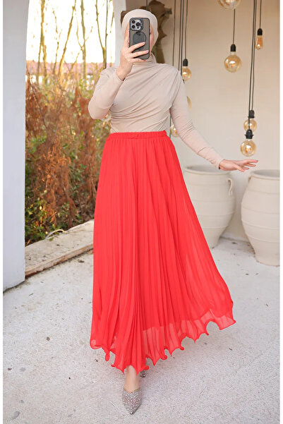 sefamerve Плісована шифонова спідниця 71262-06 Помаранчевий