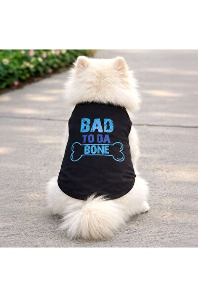 ZanaCasei Μαύρο μπλουζάκι με στάμπα  "Bad to da Bone " για σκύλους