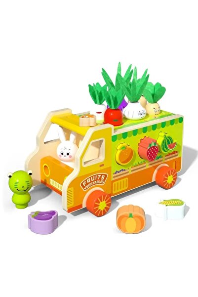 SARALMA Camion din lemn multifunctional cu sortator de forme fructe si legume...