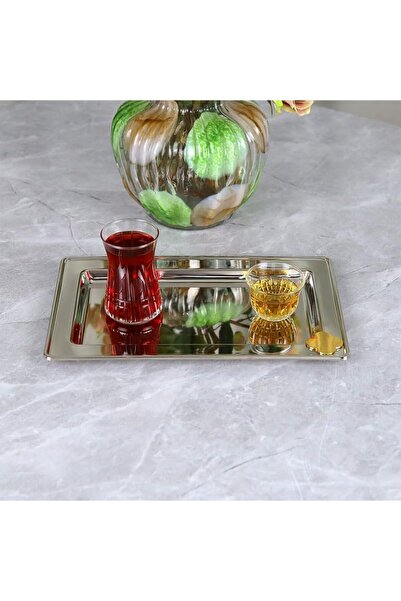 Al Hadaya Mall Stainless Steel Serving Tray with Luxurious Design - Nickel Go...