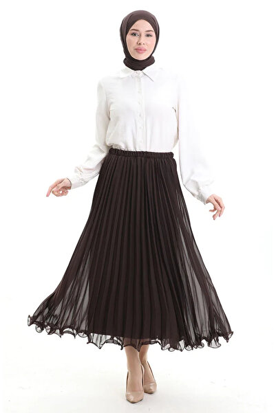 sefamerve Плісована шифонова спідниця 71262-04 Коричневий