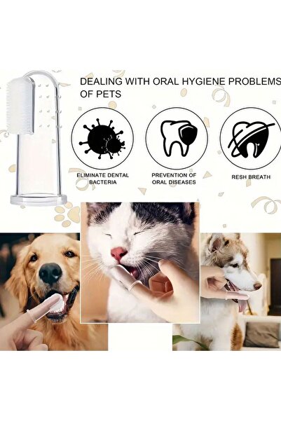 ZanaCasei Διαφανής Μαλακή Οδοντόβουρτσα-Δακτυλήθρα Σιλικόνης με Θήκη για Σκύλ...