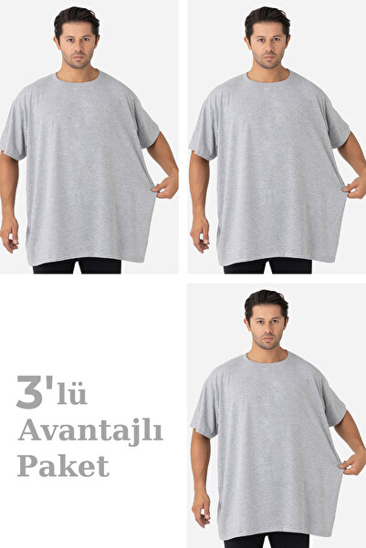 Arma Yıldız 3 Pack Gray Men's Large Size T-Shirt Crew Neck Short Sleeve 100% ...