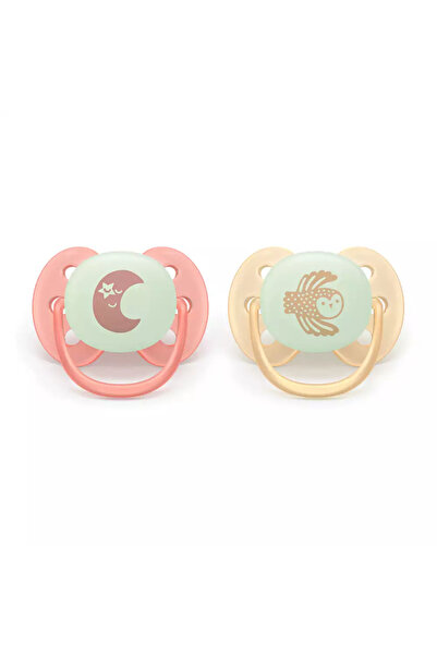 Philips Set of 2 Avent pacifiers SCF094/02, Ultra soft Nighttime 0-6 months, ...