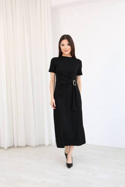 legends butik فستان نسائي متوسط الطول من القماش المودال مع تفاصيل مشبك عند ال...