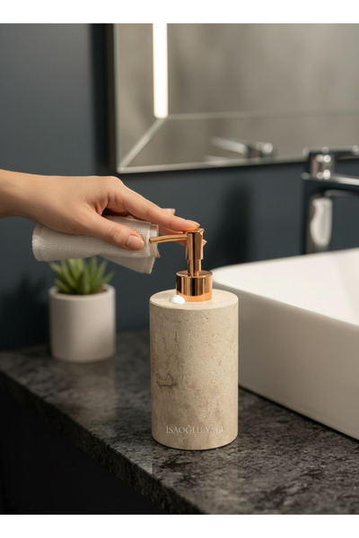 İSAOĞLU YAPI Dozator de săpun lichid din travertin bronz, piatră naturală, do...