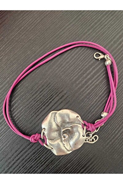 OEM Silver Zamak and natural leather bracelet-necklace