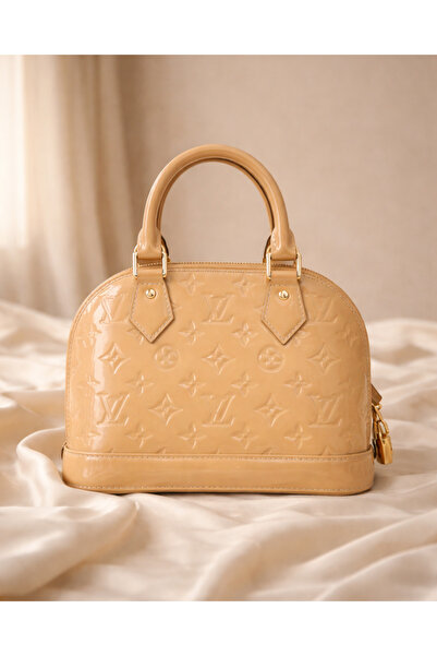 Generic Women Bag LV Alma BB Beige Vernis Leather Top Handle Bag with Shoulde...