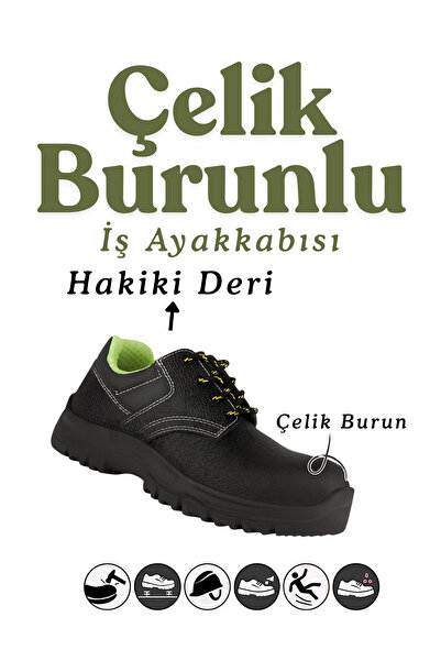 KAYRA LEATHER CRAFT KLC Deri İş Ayakkabısı Hakiki Deri Çelik Demir Burunlu Ba...