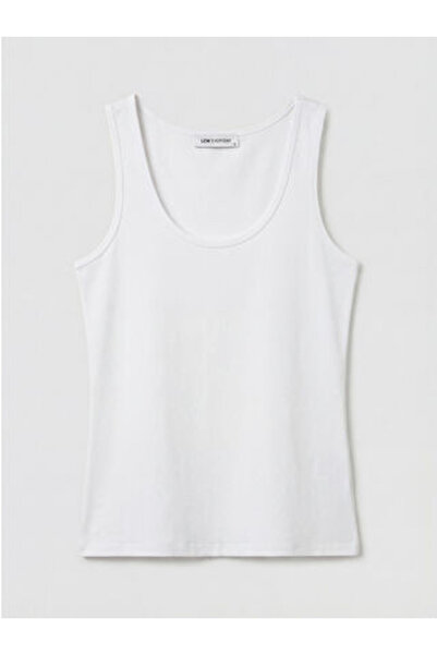 LC Waikiki New Season White U-Neck Women's Undershirt