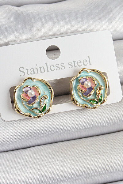 Lisinya Brass Green Enamel Flower Figured Artistic Portrait Model Gold Color ...