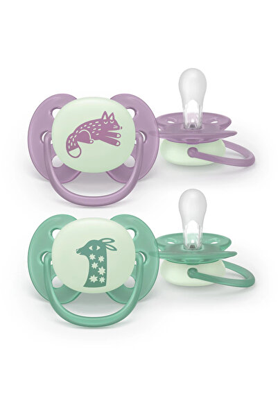 Philips Set 2 Suzete Avent SCF094/04, Ultra Soft Nighttime 6-18 luni, 2 bulbs...