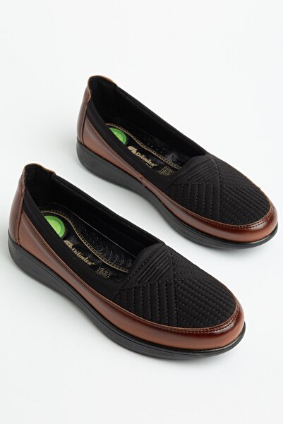 Dilimler Ayakkabı Large Size Orthopedic Women's Casual Shoes Tan Genuine Leat...