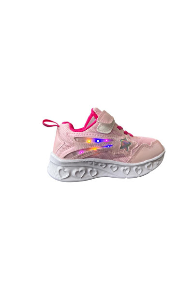 By TGA Children's sports shoes, textile material, pink, LED sole