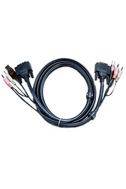 Aten Cablu KVM 3 in 1 2L-7D02U, conector tip USB si 3.5 mm Jack x 2 si DVI-D,...