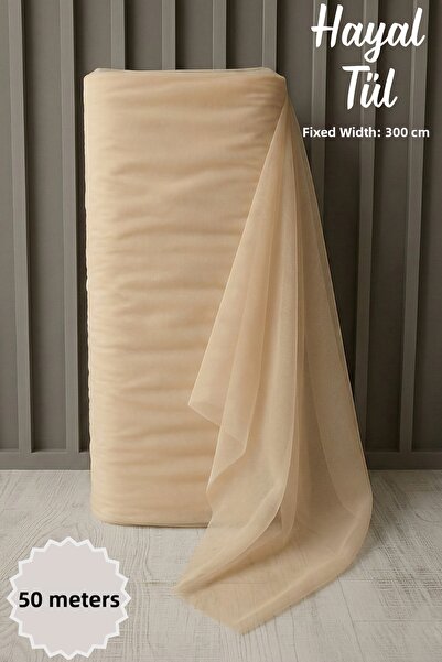 Mortex Бежов норков Хайал тюл, дължина 50 метра, най-стабилен 3 метра, за год...