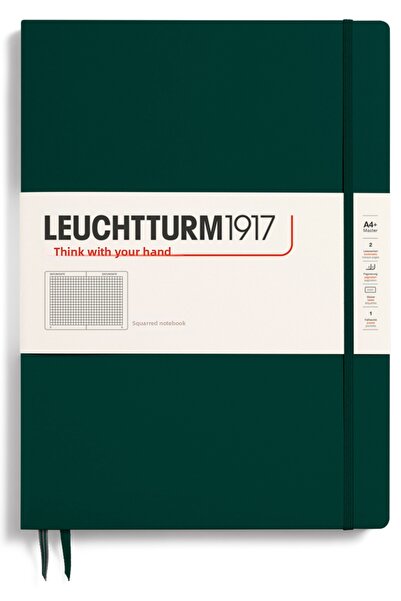 Leuchtturm1917 ماستر سليم (A4+)، دفتر ملاحظات 123 صفحة، مربعات، أخضر غابوي