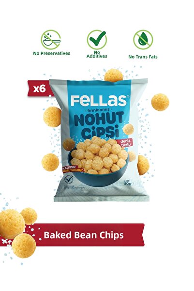 Fellas Chickpea Chips - Sea Salted (50 g) X 6 Pieces