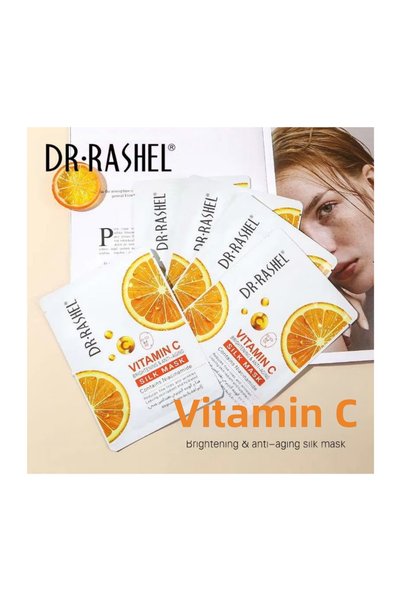 DR.RASHEL Vitamin C Silk Face Mask with Niacinamide Skin Brightening (5Pcs X 28g)