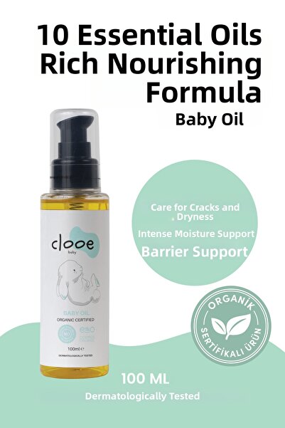 clooe Moisturizing Vegan Baby Oil Organic Certified Jojoba and Almond Extract...