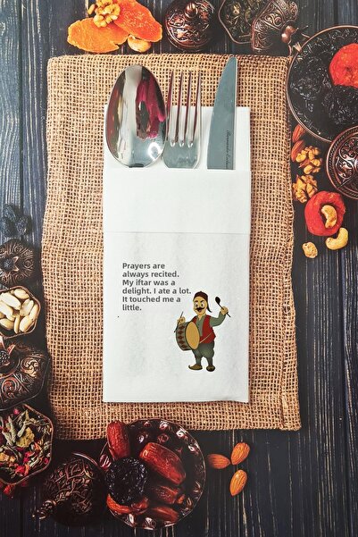PEKSHOP Fabric Textured Manili Ramadan Drummer Printed Napkin with Pockets 6 ...
