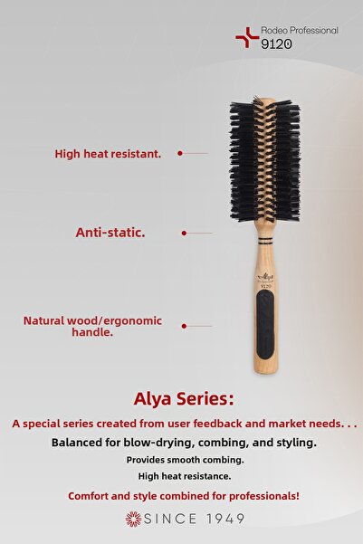 RODEO Alya Professional Wooden Body Hair Blow Dry Brush - 9120