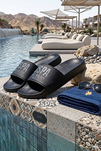 U.S. Polo Assn. يو إس بولو أسن شبشب رجالي أسود - كاجوال - للشاطئ وحمام السباح...
