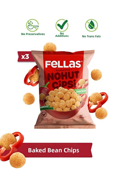 Fellas رقائق الحمص - بالبابريكا (50 جرام) × 3 قطع