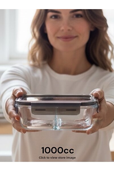 Paşabahçe Large Breakfast Glass Bowl with Compartments, Silicone Locking Lid,...