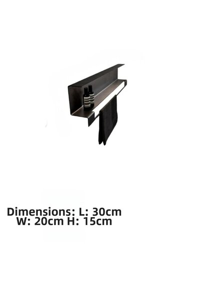 Grandmix Metal Bathroom Shelf with Towel Holder and Hanger Wall Mounted Organizer