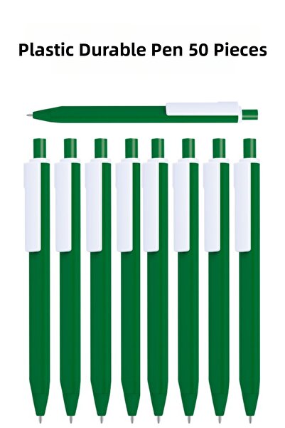 KALE PROMOSYON Plastic Ballpoint Pen 50Pcs Press-Type Ballpoint Pen School Bu...