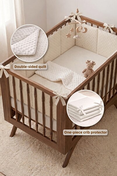 ngn collection طقم سرير أطفال مكون من قطعتين 100% قطن - واقي سرير الأطفال ولح...