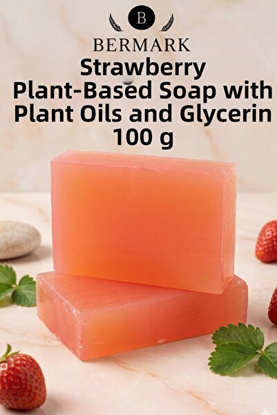 bermark Herbal Strawberry Soap with Vegetable Oil and Glycerin, Vegan 100 Gr ...