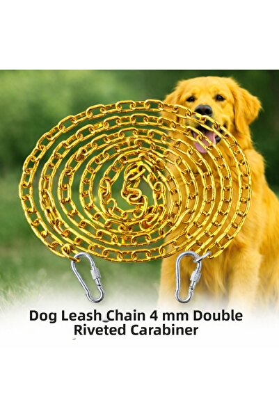 Vi Caro 10 Meters Yellow Dog Tie-Out Chain 4 mm Travel Chain 2 Screw Carabine...