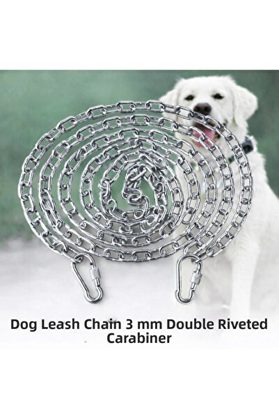 Vi Caro 1.5 Meter Dog Tie-Out Chain 3 mm Walking Chain + 2 Screwed Carabiners...