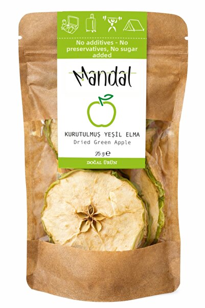 Mandal 25 جرام تفاح أخضر مجفف - شرائح فواكه مجففة