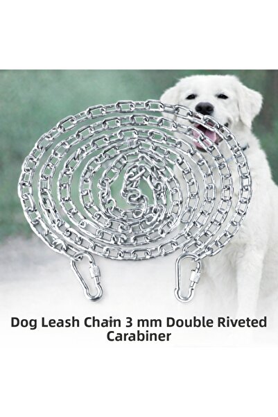 Vi Caro 14 Meters Dog Tie-Out Chain 3 mm Walking Chain + 2 Screwed Carabiners...