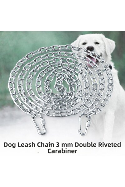 Vi Caro 5 Meters Dog Tie-Out Chain 3 mm Walking Chain + 2 Screwed Carabiners ...
